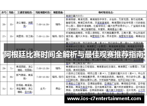 阿根廷比赛时间全解析与最佳观赛推荐指南